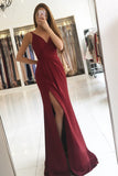 2024 Evening Dresses Mermaid V Neck With Ruffles And Slit