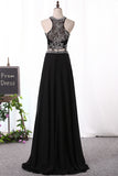 2024 A Line Prom Dresses Scoop Beaded Bodice Chiffon Two Pieces