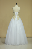 2024 Ball Gown Sweetheart Quinceanera Dresses With Beads And Applique Tulle