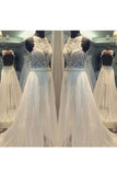 2024 A Line Scoop With Applique Wedding Dresses Chiffon Sweep Train