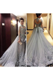 Prom Dresses Mermaid High Neck Tulle With Applique Court Train One Piece