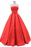 2024 New Arrival Strapless Prom Dresses A Line Satin With Sash