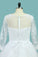2024 Bateau Wedding Dresses Long Sleeves A Line Court Train Tulle With Applique