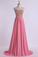 2024 Prom Gown A-Line Sweetheart Sweep/Brush With Beading&Rhinestone Chiffon