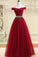 2022 Tulle Prom Dresses A Line Off The Shoulder With Beading Lace Up