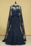 2024 Mermaid Sweetheart Prom Dresses Lace With Beading And Applique Dark Navy Plus Size