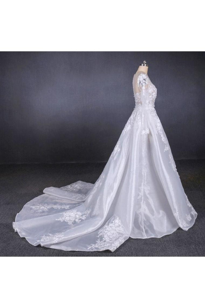 Gorgeous Long Sleeves Sweetheart Wedding Dress Bridal Dresses With Applique