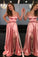 A-Line Spaghetti Straps Sweep Train Prom Dress With Split