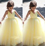 V Neck Yellow Flower Girl Dresses Marlee Homecoming Dresses CD12108