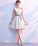 Simple Satin Camille Homecoming Dresses White Applique Short Dress Cute CD1584