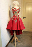 Fancy Red Applique Lace Lauren Homecoming Dresses Short Dress Red CD1812