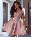 Sweetheart Beaded Short With Pink Homecoming Dresses Chelsea Feathers Cutest Dresses For CD214