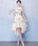 Light Champagne Tulle Short Dress Champagne Homecoming Dresses Lace Makenzie CD2428
