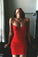 Sexy Sheath Spaghetti Straps Red Short Homecoming Dresses Lorna Cocktail Dress CD4537