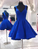 SIMPLE BLUE V NECK Homecoming Dresses Natasha SHORT DRESS BLUE CD4634