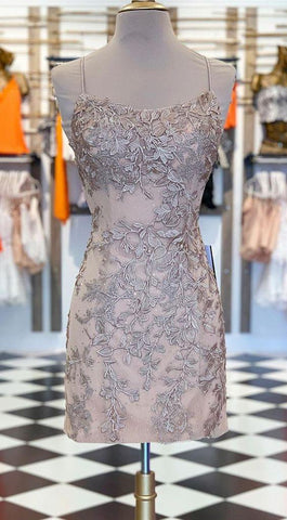Champagne Short Cheap Lace Hayden Homecoming Dresses CD5185