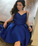 Simple Blue V Neck Homecoming Dresses Kendall Short Dress Blue CD852