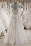 Sweetheart Tulle A Line Appliques Wedding Dresses, Beach Wedding Gown