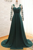 2024 Sweetheart Long Sleeves Prom Dresses With Applique & Ruffles Chiffon