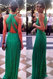 2024 Sexy Open Back Scoop Chiffon With Ruffles A Line Prom Dresses