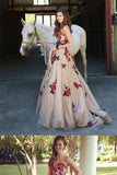 2022 Long Prom Dresses Sweetheart Sweep Train A Line Embroidery Prom Dress Sexy Evening Dress