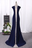 2024 High Neck Spandex With Beading Mermaid Prom Dresses