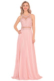 2024 Chiffon Halter Open Back Prom Dresses With Beads And Embroidery A Line