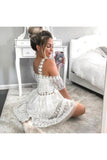 Cute A-Line White Lace Homecoming Dress,Short Prom Dresses