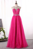 2024 Prom Dresses Scoop Organza A Line With Beading Floor Length