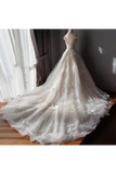 Stunning Off The Shoulder Tulle Wedding Dress With Applique, Bridal Dress With Long Train