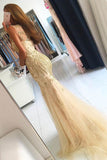 2024 Prom Dresses Scoop Beaded Bodice Tulle Sweep Train Mermaid