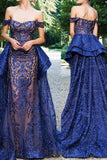 2024 Luxurious Mermaid Off The Shoulder Prom Dresses Lace Sweep Train