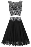 2024 Two-Piece Scoop A Line Homecoming Dresses With Beading Chiffon