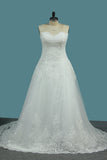 2024 Tulle A Line Sweetheart Wedding Dresses Appliques Court Train