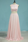 2024 Prom Dresses Scoop Two-Piece A Line Chiffon With Applique