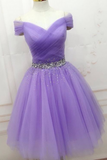 2024 Off The Shoulder A Line With Beads Homecoming Dresses Short/Mini Tulle