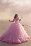 2024 Off The Shoulder Ball Gown Quinceanera Dresses Tulle With Handmade Flower