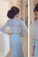 Baby Blue Lace Two Pieces Mermaid Long Sleeve Sexy Prom Dress Dresses for Prom PD190446