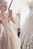 2024 Gorgeous Wedding Dresses Scoop Neck A-Line Tulle With Appliques Floor Length