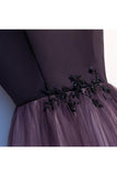 Tulle Beading Lace Up Back Prom Dresses Straps