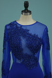 2024 Mermaid Blue Prom Dress Long Sleeves
