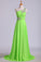 2024 Prom Dresses A Line One Shoulder Chiffon With Beading&Sequins