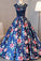 2022 Ball Gown Scoop Lace Floral Print Floor-Length Chic Prom Dress Evening Dress