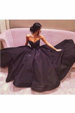 2024 New Arrival Satin Sweetheart A Line Prom Dresses Satin Sweep Train