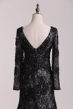 2024 Mother Of The Bride Dresses V Neck Long Sleeves Lace With Beading