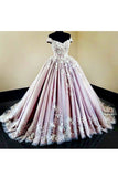 2024 Tulle Off The Shoulder Prom Dresses With Applique Ball Gown Sweep Train