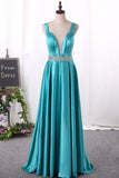 2024 New Arrival A Line Prom Dresses Straps Satin With Beading