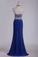 2024 New Arrival Halter Beaded Bodice Prom Dresses Spandex With Slit