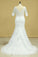 2024 Mermaid Wedding Dresses V-Neck 3/4 Sleeves Court Train Tulle V-Back With Covered Button