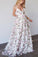 Prom Dress Sleeveless V-Neck Spaghetti Strap Satin Lace A-Line Floor Length